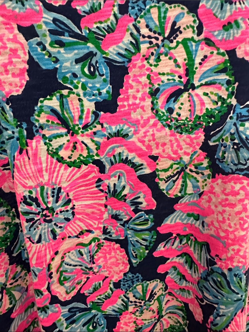 Lilly Pulitzer Etta Navy, Hot Pink & Green Floral Short Sleeve Tee - Picture 3 of 9